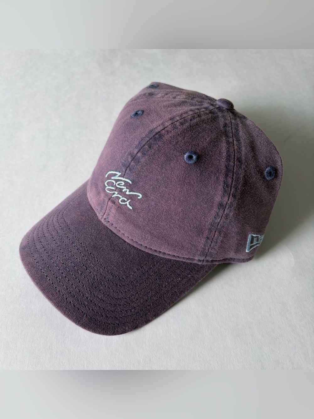 New Era Men's Purple Sand Washed Baseball Cap with Embroidered Script